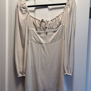 Aritzia Cream Long Sleeve Dress